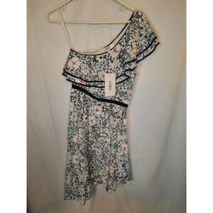 REVOLVE LIKELY ONE SHOULDER RUFFLED FLORAL ASSYMETRICAL DRESS SIZE 0